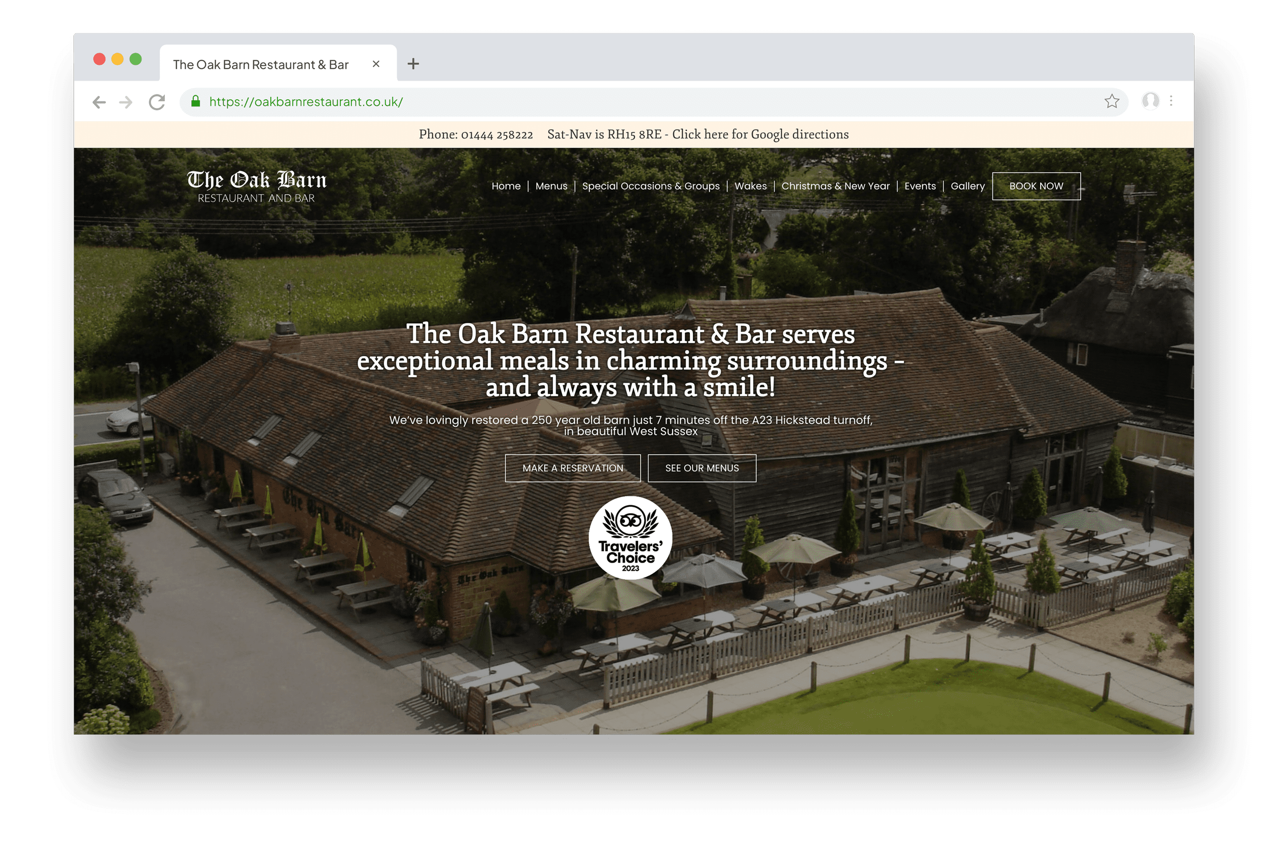 The Oak Barn Bar and Restaurant - Website by Casper Creative